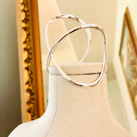 Vintage Silver Simple Modernist Cuff Bracelet - Picture 2 of 9